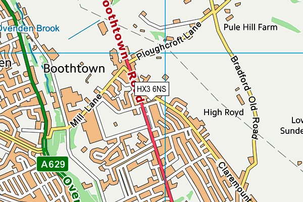 HX3 6NS map - OS VectorMap District (Ordnance Survey)