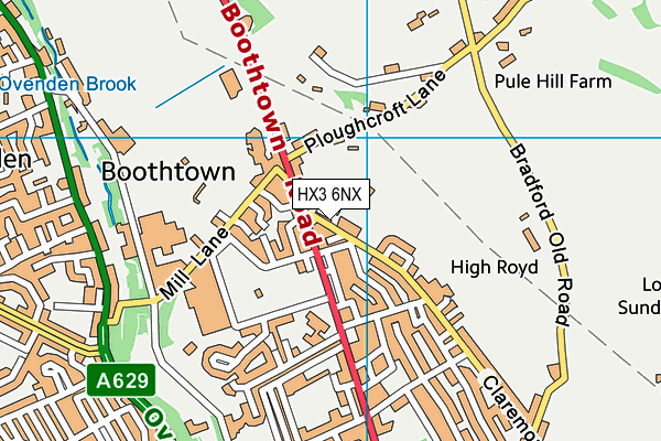 HX3 6NX map - OS VectorMap District (Ordnance Survey)