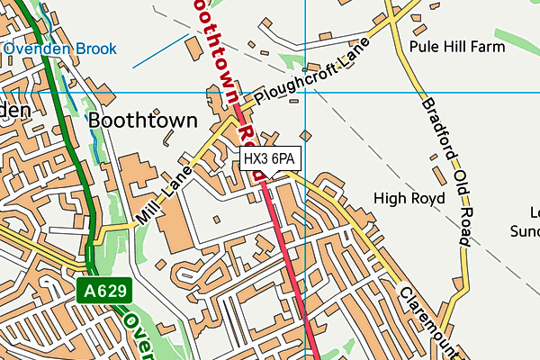 HX3 6PA map - OS VectorMap District (Ordnance Survey)