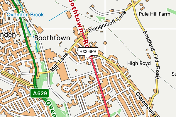 HX3 6PB map - OS VectorMap District (Ordnance Survey)