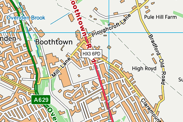 HX3 6PD map - OS VectorMap District (Ordnance Survey)