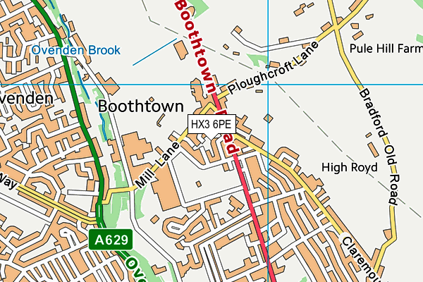 HX3 6PE map - OS VectorMap District (Ordnance Survey)