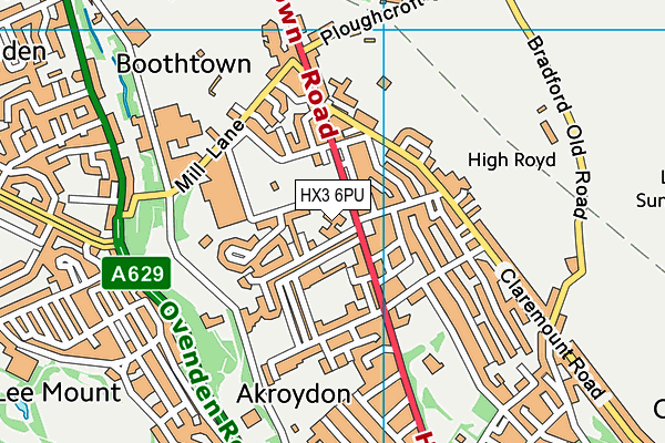 Trinity Academy Akroydon map (HX3 6PU) - OS VectorMap District (Ordnance Survey)