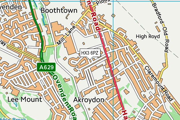 HX3 6PZ map - OS VectorMap District (Ordnance Survey)