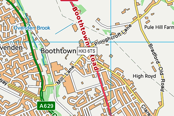 HX3 6TS map - OS VectorMap District (Ordnance Survey)