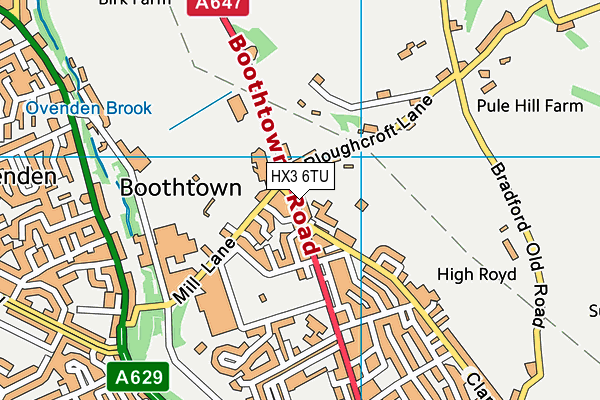 HX3 6TU map - OS VectorMap District (Ordnance Survey)