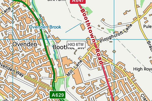 HX3 6TW map - OS VectorMap District (Ordnance Survey)