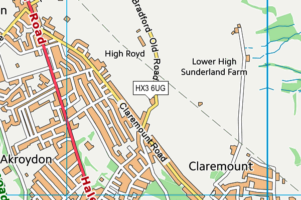 HX3 6UG map - OS VectorMap District (Ordnance Survey)