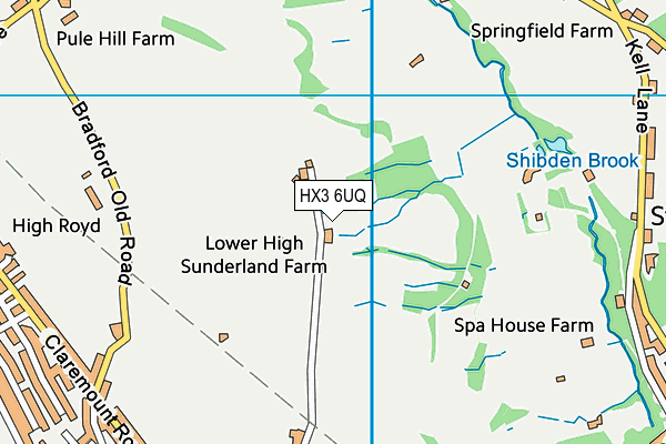 HX3 6UQ map - OS VectorMap District (Ordnance Survey)