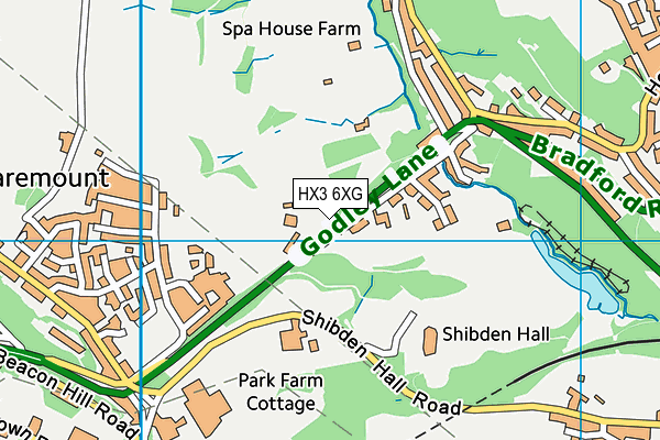 HX3 6XG map - OS VectorMap District (Ordnance Survey)