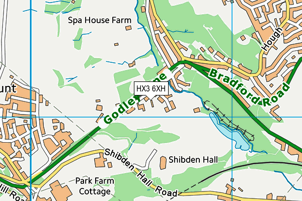 HX3 6XH map - OS VectorMap District (Ordnance Survey)