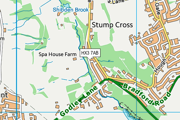 HX3 7AB map - OS VectorMap District (Ordnance Survey)