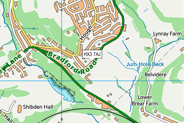 HX3 7AJ map - OS VectorMap District (Ordnance Survey)