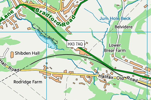 HX3 7AQ map - OS VectorMap District (Ordnance Survey)