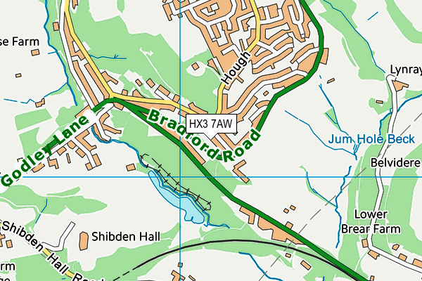 HX3 7AW map - OS VectorMap District (Ordnance Survey)