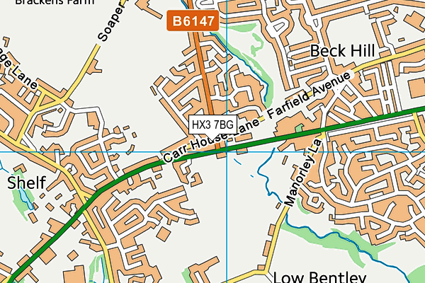 HX3 7BG map - OS VectorMap District (Ordnance Survey)