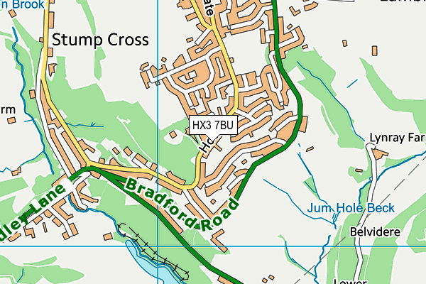 HX3 7BU map - OS VectorMap District (Ordnance Survey)