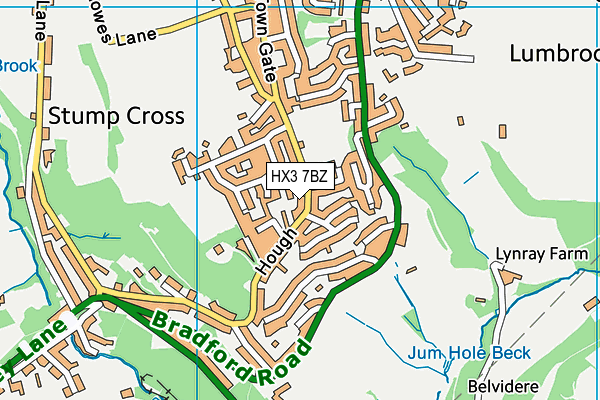 HX3 7BZ map - OS VectorMap District (Ordnance Survey)