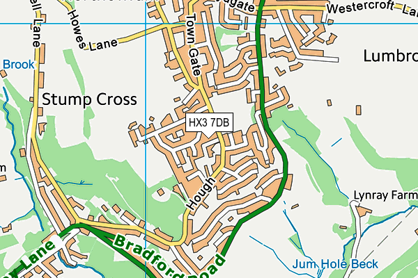 HX3 7DB map - OS VectorMap District (Ordnance Survey)