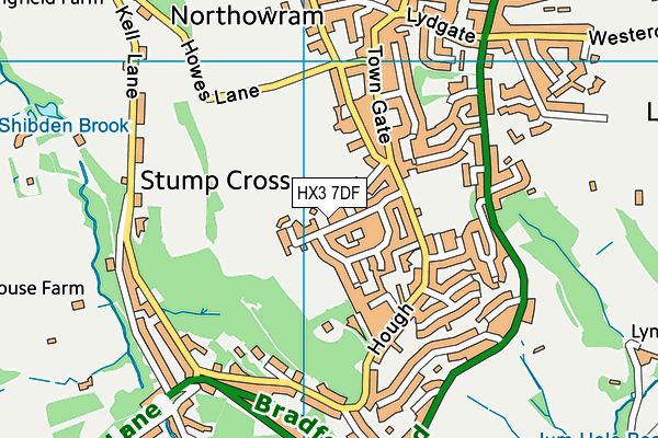 HX3 7DF map - OS VectorMap District (Ordnance Survey)