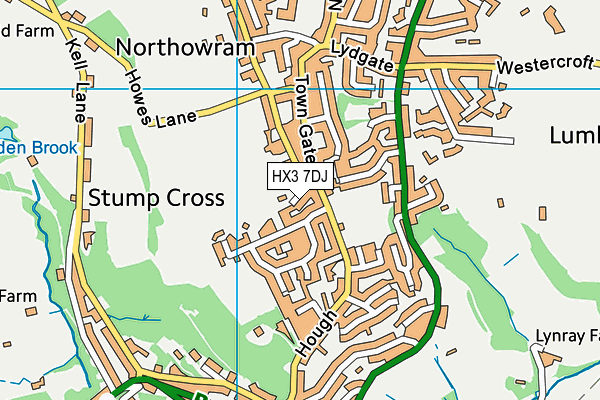 HX3 7DJ map - OS VectorMap District (Ordnance Survey)