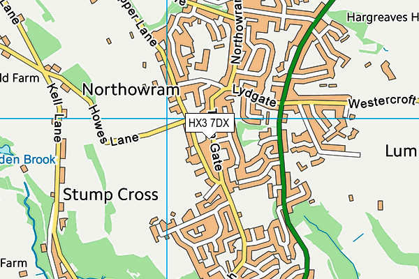 HX3 7DX map - OS VectorMap District (Ordnance Survey)