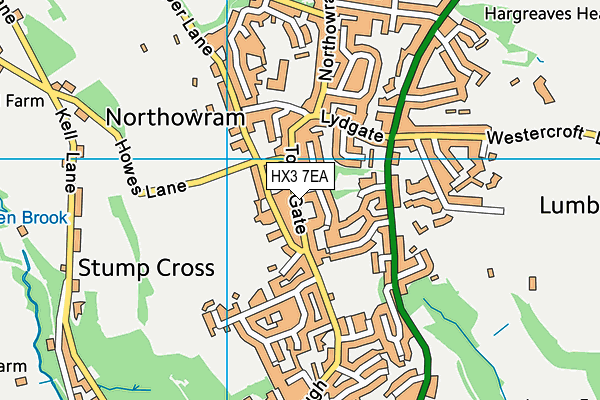 HX3 7EA map - OS VectorMap District (Ordnance Survey)