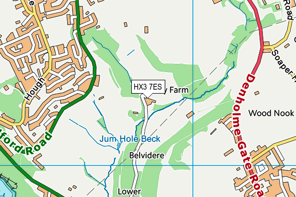 HX3 7ES map - OS VectorMap District (Ordnance Survey)