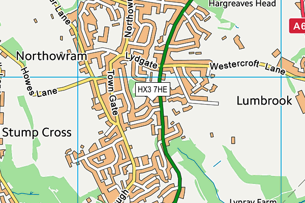 HX3 7HE map - OS VectorMap District (Ordnance Survey)