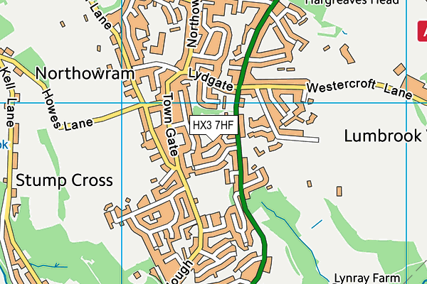 HX3 7HF map - OS VectorMap District (Ordnance Survey)