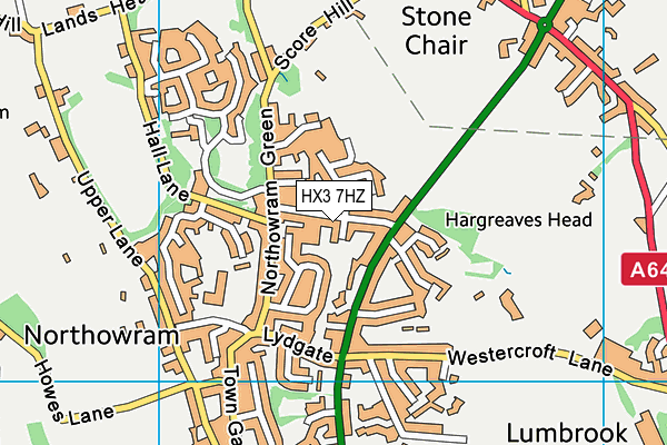 HX3 7HZ map - OS VectorMap District (Ordnance Survey)