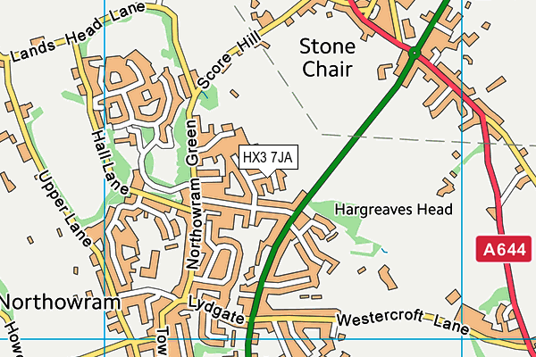 HX3 7JA map - OS VectorMap District (Ordnance Survey)