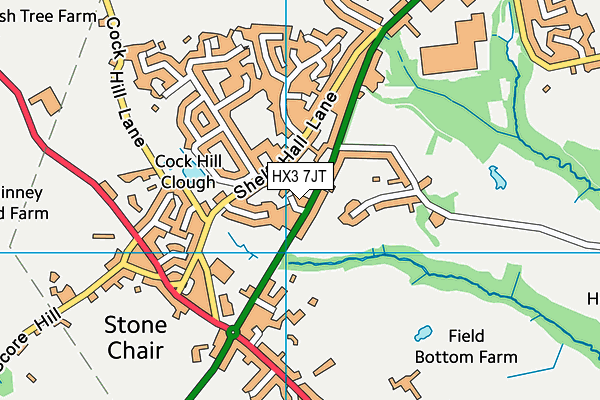 HX3 7JT map - OS VectorMap District (Ordnance Survey)