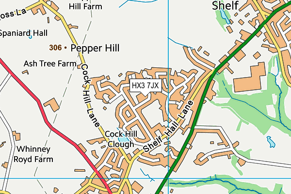 HX3 7JX map - OS VectorMap District (Ordnance Survey)