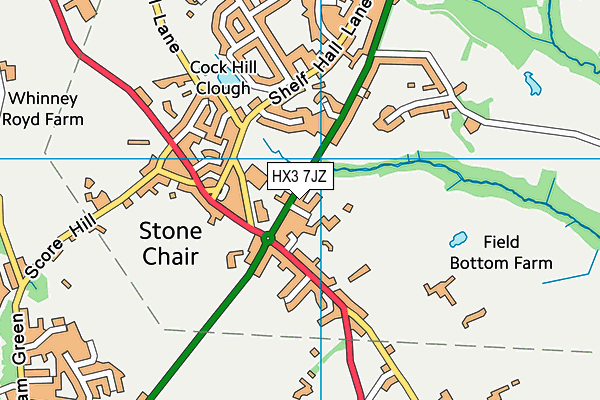 HX3 7JZ map - OS VectorMap District (Ordnance Survey)