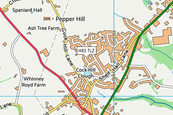 HX3 7LZ map - OS VectorMap District (Ordnance Survey)