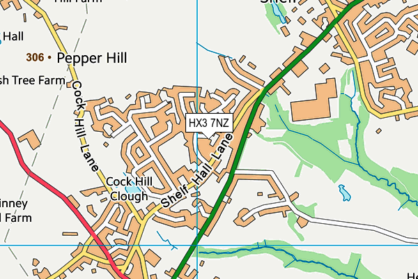 HX3 7NZ map - OS VectorMap District (Ordnance Survey)