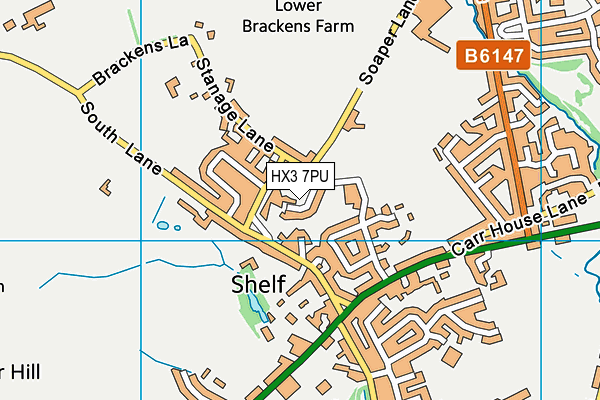 HX3 7PU map - OS VectorMap District (Ordnance Survey)