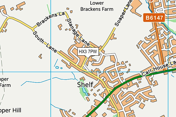 HX3 7PW map - OS VectorMap District (Ordnance Survey)
