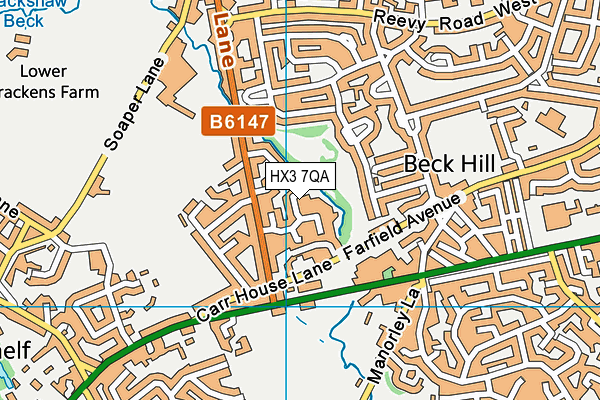 HX3 7QA map - OS VectorMap District (Ordnance Survey)