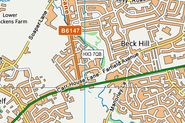 HX3 7QB map - OS VectorMap District (Ordnance Survey)