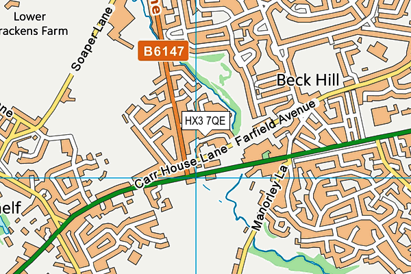 HX3 7QE map - OS VectorMap District (Ordnance Survey)