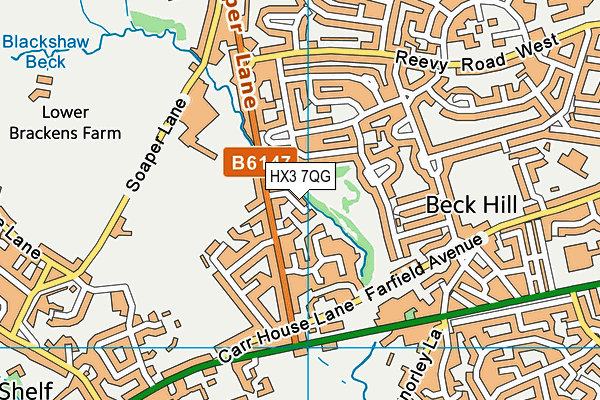 HX3 7QG map - OS VectorMap District (Ordnance Survey)