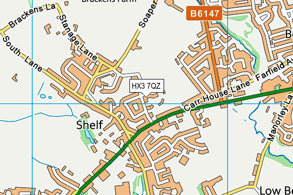 HX3 7QZ map - OS VectorMap District (Ordnance Survey)