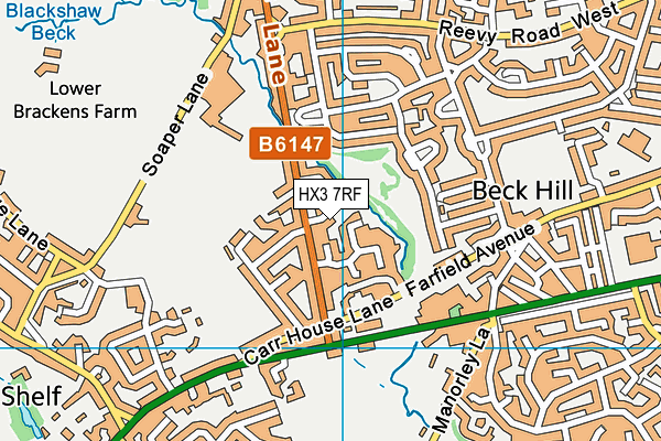 HX3 7RF map - OS VectorMap District (Ordnance Survey)