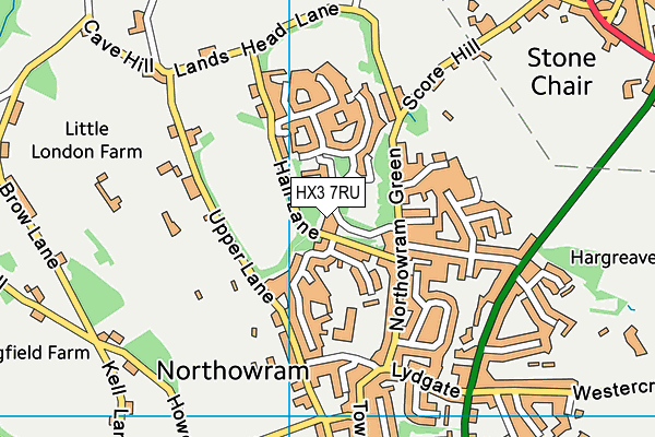HX3 7RU map - OS VectorMap District (Ordnance Survey)