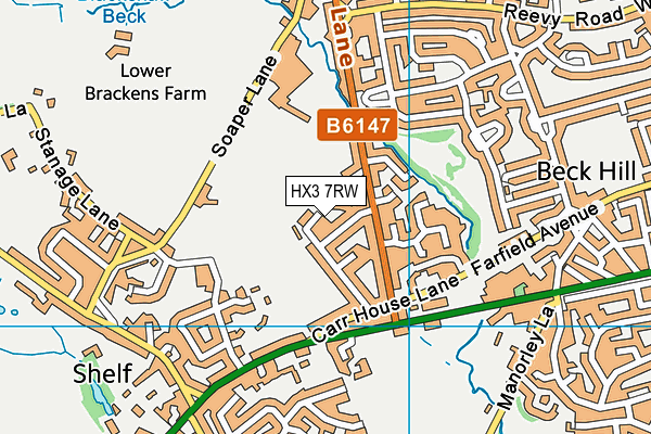 HX3 7RW map - OS VectorMap District (Ordnance Survey)