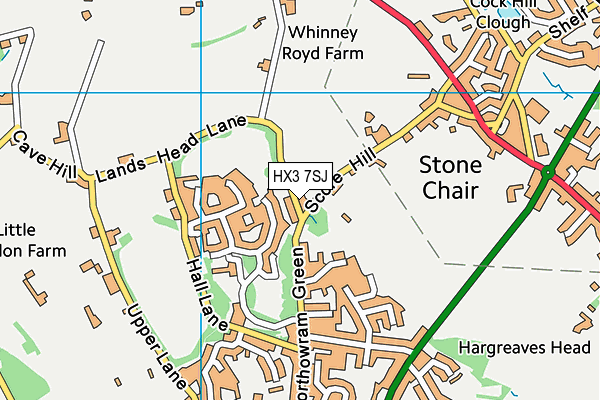 HX3 7SJ map - OS VectorMap District (Ordnance Survey)