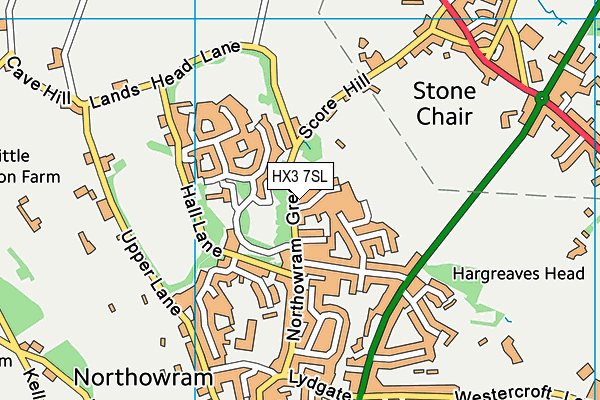 HX3 7SL map - OS VectorMap District (Ordnance Survey)