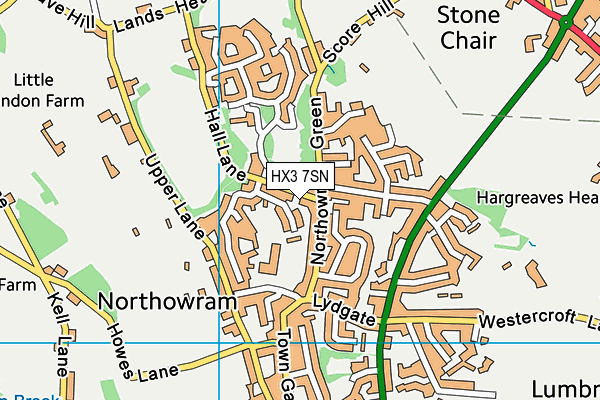 HX3 7SN map - OS VectorMap District (Ordnance Survey)